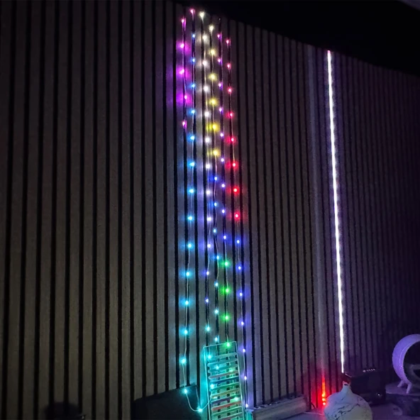 Bluetooth APP kontrol uygulama akıllı RGB perde ışıklar 10M piksel Noel yılbaşı show Su Geçirmez USB efektli yürüyen strobe modlu - 8