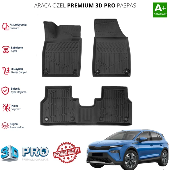 SKODA ELROQ ARACA ÖZEL 3D PASPAS 2024 2025 2026 2027 ürün görseli 1
