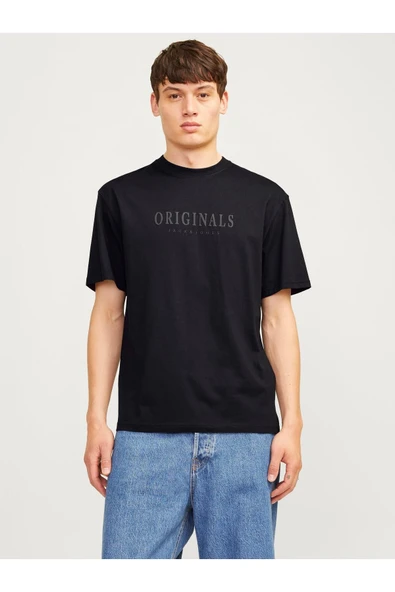 JACK JONES Erkek SİYAH Crew Neck Tişört 12262494
