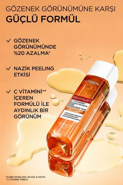 L'Oréal Paris Revitalift C Vitamini Gözenek Görünümü Karşıtı Peeling Etkili Tonik 180 ml - 5