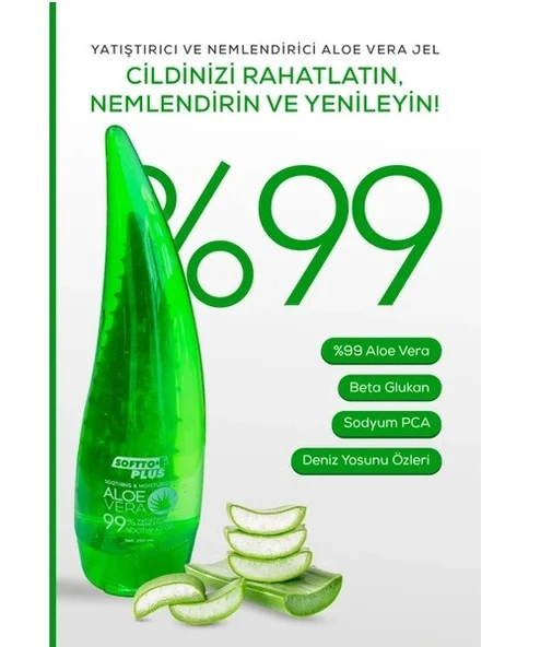 Softto Plus Nemlendirici Jel Aloe Vera Yatıştırıcı 250 Ml