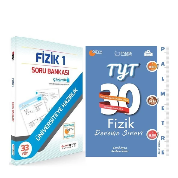 Farklı Sistem TYT Fizik Soru Bankası ve Palme Palmetre Serisi Deneme Seti 2 Kitap