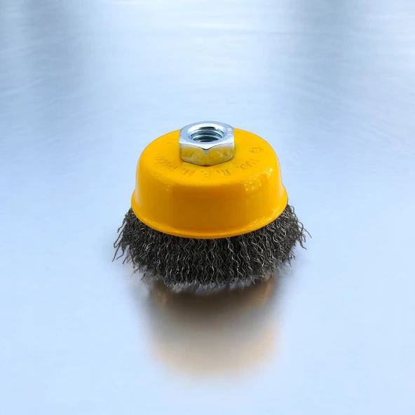 Saçaklı Çanak Fırça 65 mm Pas Kir Toz Temizleme Metal Temizlik Fırçası - Resim 4