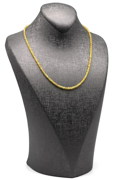 Sarı Safir Doğal Taş 925 Ayar Gümüş Kolye - 2