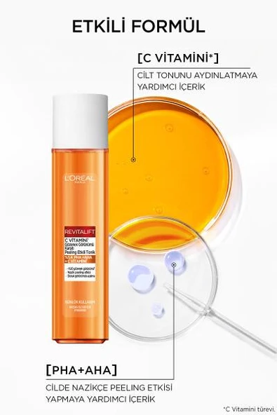 L'Oréal Paris Revitalift C Vitamini Gözenek Görünümü Karşıtı Peeling Etkili Tonik 180 ml - 4