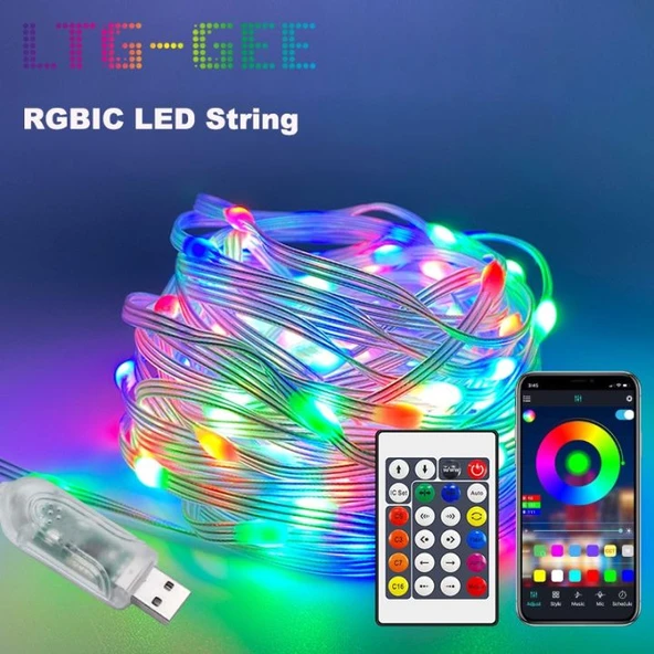 Bluetooth APP kontrol uygulama akıllı RGB perde ışıklar 10M piksel Noel yılbaşı show Su Geçirmez USB efektli yürüyen strobe modlu - 2