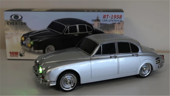 EVERTON RT-1958 Gümüş (Silver) Arabalı  Bluetooth Fm-Usb-Tf-Aux Şarjlı Nostaljik Radyo