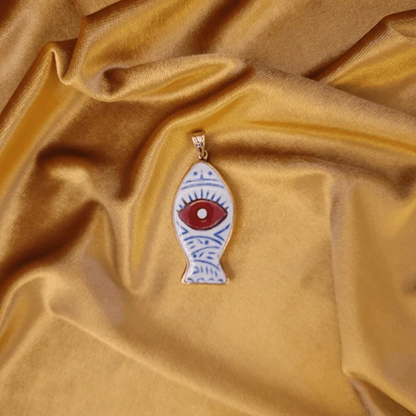 Işıltılı Huzur Bronz Çini Taşlı Çelik Zincir Kolye - Resim 2