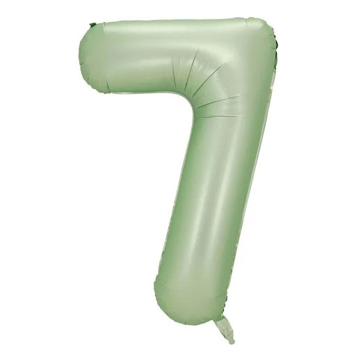 7 Rakam Retro Yeşil Folyo Balon 34 inç 76 cm