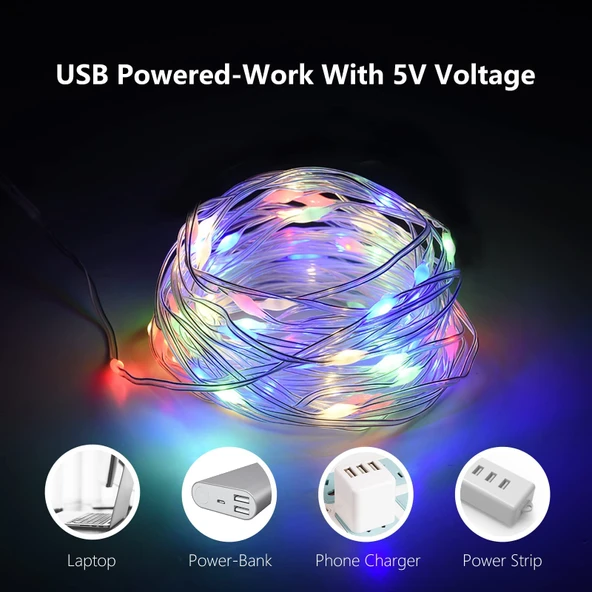 Bluetooth APP kontrol uygulama akıllı RGB perde ışıklar 10M piksel Noel yılbaşı show Su Geçirmez USB efektli yürüyen strobe modlu - 3