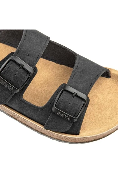 Muya Yuna 31032-430 Anatomik Taban Kadın Terlik Nubuk Siyah 36-40 - Resim 4