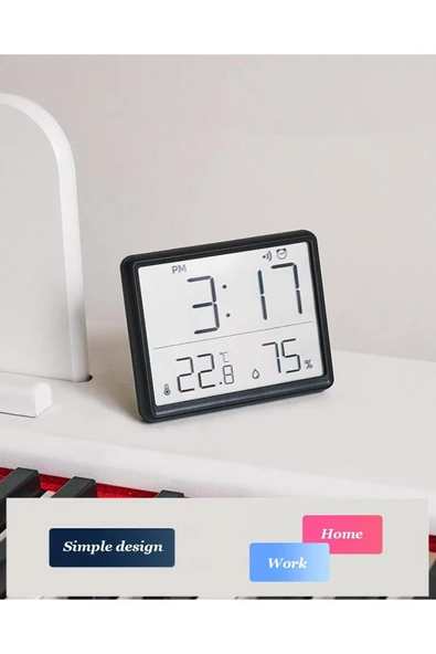UmoTech Dijital Mini Saat LCD Ultra İnce Mıknatıslı Buzdolabı saati Alarmlı Nem ve Sıcaklık Göstergeli 9x7cm - 5