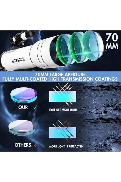 UmoTech Profesyonel 333x Astronomik Gökyüzü Ay Doğa Teleskobu Tripod Telefon Tutucu Ay+Güneş Filtresi - 3