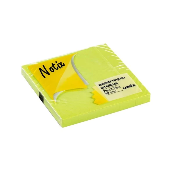 Notix Yapışkanlı Not Kağıdı Neon Yeşil 75 mm x 75 mm 80 Yaprak