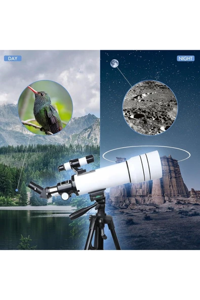 UmoTech Profesyonel 333x Astronomik Gökyüzü Ay Doğa Teleskobu Tripod Telefon Tutucu Ay+Güneş Filtresi - 5