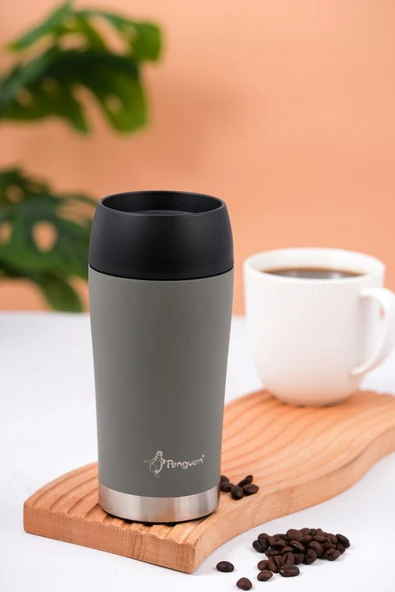 Penguen Mug Termosu - 300 ml | Sızdırmaz, Çift Cidarlı, Vakum Yalıtımlı, Paslanmaz Çelik - 4