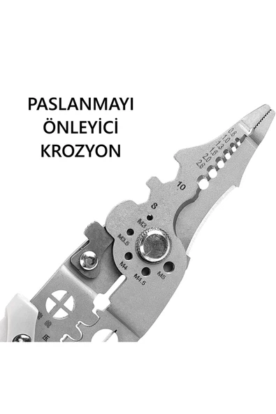UmoTech Profesyonel Çok Amaçlı Tel Sıyırıcı Pensesi, Elektrikçiler için Kablo Kesme Bükme ve Sıkma Pensesi - 7