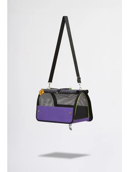 Brave Paws Perdeli Flybag Plastik Yırtılmaz Fileli Kedi ve Köpek Taşıma Çantası Havayolu Çantası (MOR) - 5