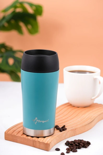 Penguen Mug Termosu - 300 ml | Sızdırmaz, Çift Cidarlı, Vakum Yalıtımlı, Paslanmaz Çelik - 2