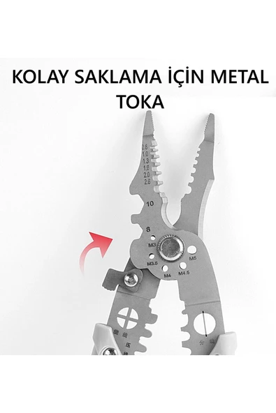 UmoTech Profesyonel Çok Amaçlı Tel Sıyırıcı Pensesi, Elektrikçiler için Kablo Kesme Bükme ve Sıkma Pensesi - 6