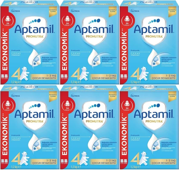 Nutrıcıa Aptamil Pronutra 1200GR Devam Sütü No:4 (1-2 Yaş) (6 Lı Set)