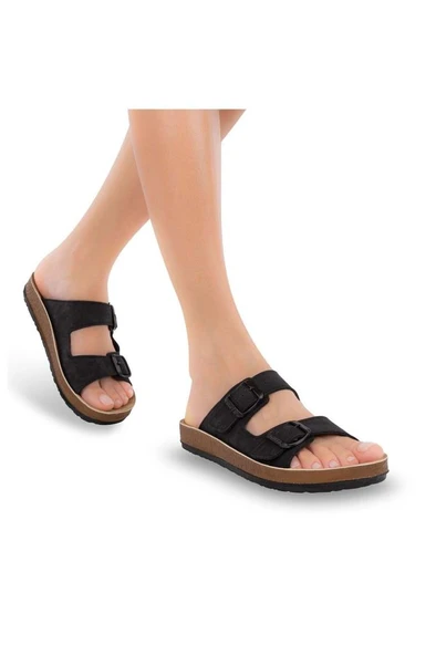 Muya Yuna 31032-430 Anatomik Taban Kadın Terlik Nubuk Siyah 36-40 ürün görseli