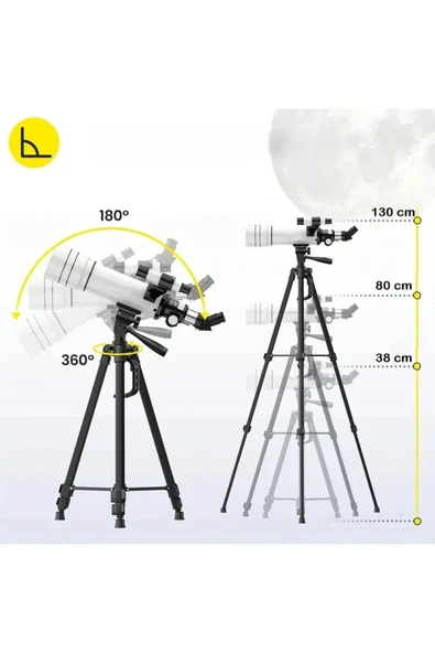 UmoTech Profesyonel 333x Astronomik Gökyüzü Ay Doğa Teleskobu Tripod Telefon Tutucu Ay+Güneş Filtresi - 7