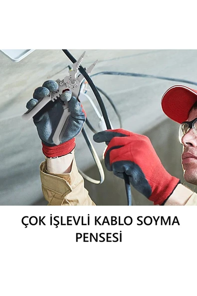 UmoTech Profesyonel Çok Amaçlı Tel Sıyırıcı Pensesi, Elektrikçiler için Kablo Kesme Bükme ve Sıkma Pensesi - 8