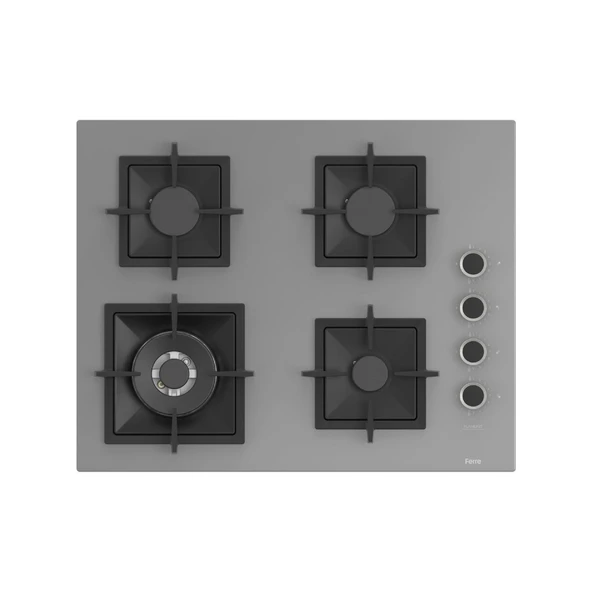 Ferre FLAMEART SC Serisi Gri Set (SC408-WFA + XE63CPR +D079 ) - 65 cm'lik Kare Döküm Izgara-WOK - 2