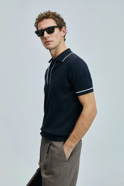 Lufian Dante Erkek Pamuklu Kazak Koyu Lacivert - 5