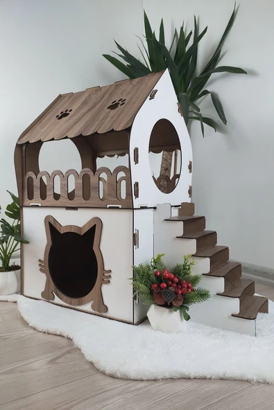 Kedi Evi 2 Katlı Merdivenli