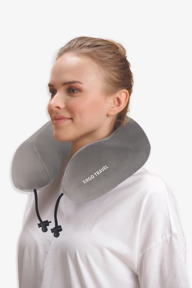 Comfy Ortopedik Seyahat Yastığı Visco Boyun Destekli Seyahat Yastığı - Gri