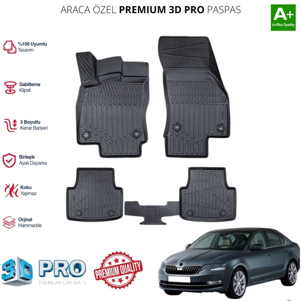 SKODA OCTAVİA ARACA ÖZEL 3D PASPAS 2013 2014 2015 2016 2017 ürün görseli 1