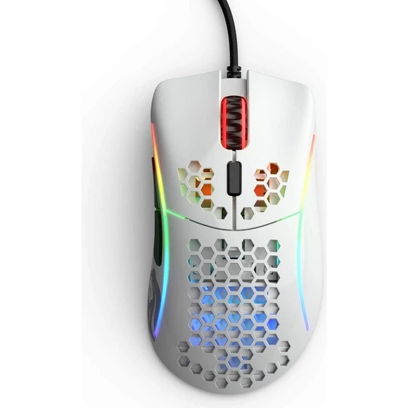 Model D Kablolu Parlak Beyaz RGB Oyuncu Mouse 69Gr - 2