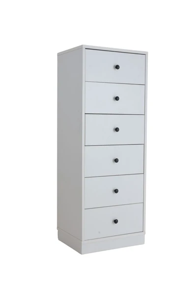 nom -RETRO 6 ÇEKMECELİ BEYAZ ŞİFONYER,ÇAMAŞIRLIK - 3