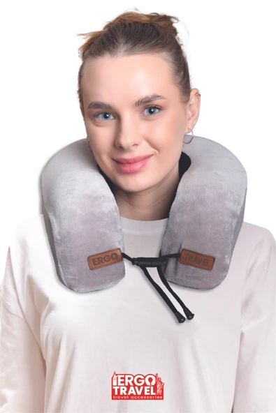 Lux Ortopedik Seyahat Yastığı Visco Boyun Destekli Seyahat Yastığı - Gri - Resim 2