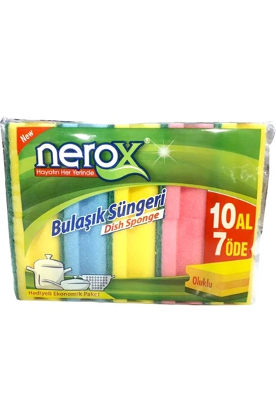 Nerox Bulaşık Süngeri Oluklu 10'Lu   -NRX-F551