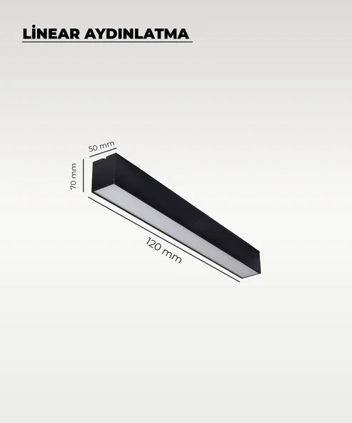 120 cm Siyah Metal Kasa Lineer Aydınlatma 6500K (Beyaz Işık) - 2