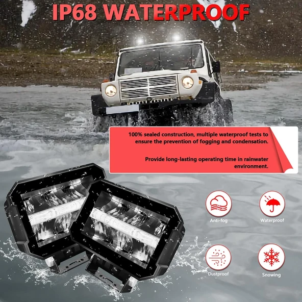 Off-Road Sis Lambası 11,5x8x9cm Beyaz-Amber Gündüz Ledli  28w 12-80v (Adet Olarak) - 2