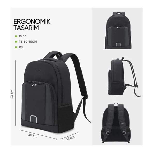 Mack MCE-1201 15.6" Luna Eco Notebook Sırt Çantası Siyah - 2