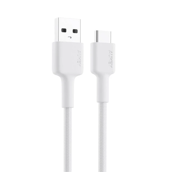AUKEY CB-CD30-WH NAYLON ÖRGÜLÜ USB-A TYPE-C ŞARJ KABLOSU 0.9M - 2