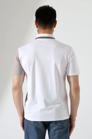 Erkek Çizgili Şerit Detaylı Pamuklu Polo Yaka T-shirt - 7