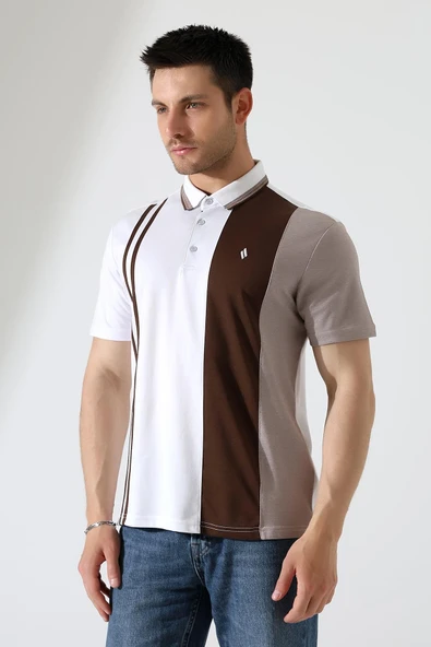 Erkek Çizgili Şerit Detaylı Pamuklu Polo Yaka T-shirt - 4