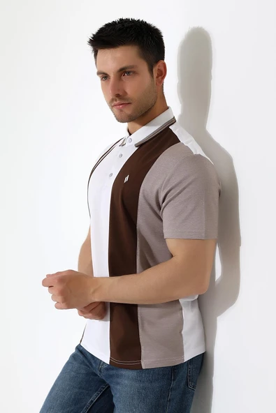 Erkek Çizgili Şerit Detaylı Pamuklu Polo Yaka T-shirt - 2