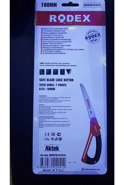 Rodex Metal Kilitli Budama Testeresi 180mm - 3