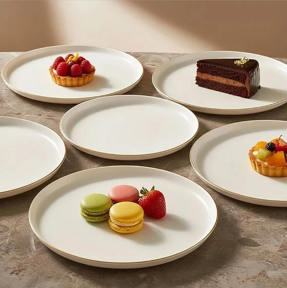 Güral Porselen Bilbao Gold File 6 Parça Pasta Takımı ürün görseli 1