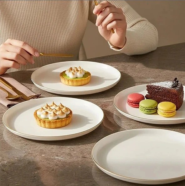 Güral Porselen Bilbao Gold File 6 Parça Pasta Takımı - Resim 3