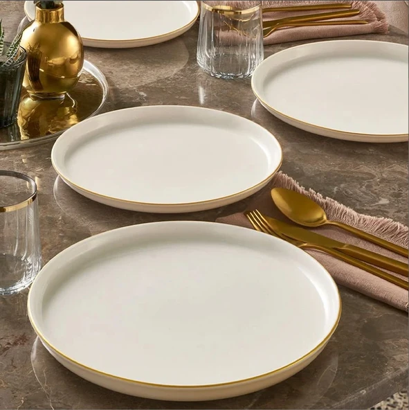 Güral Porselen Bilbao Gold File 6 Parça Pasta Takımı - Resim 4