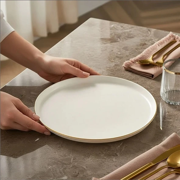 Güral Porselen Bilbao Gold File 6 Parça Pasta Takımı - Resim 6