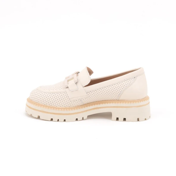 Venüs 2411530 Kadın Hakiki Deri Baskılı Tokalı Kalın Taban Loafer Ayakkabı - 5